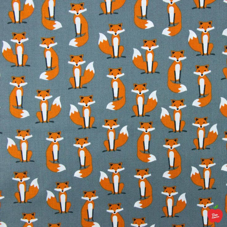 an orange and white fox pattern on a blue background