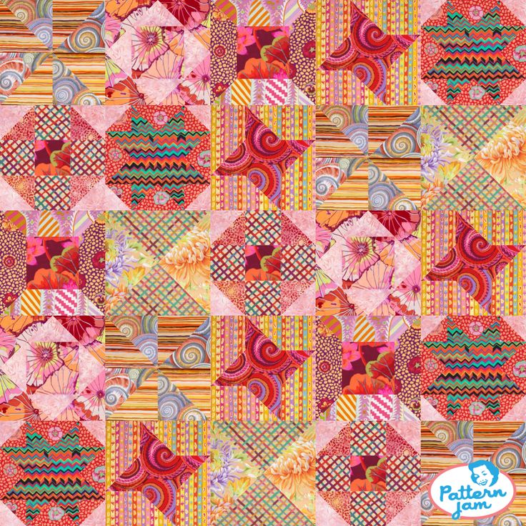 a colorful patchwork quilt with many different patterns