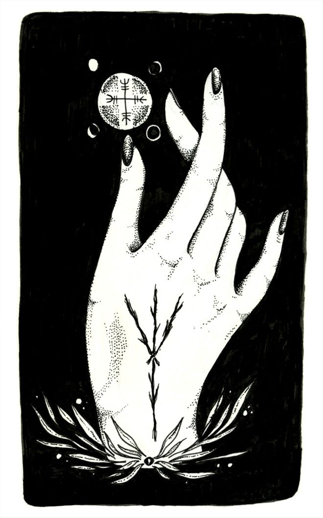 a black and white drawing of a hand holding a compass with two drops of water coming out of it