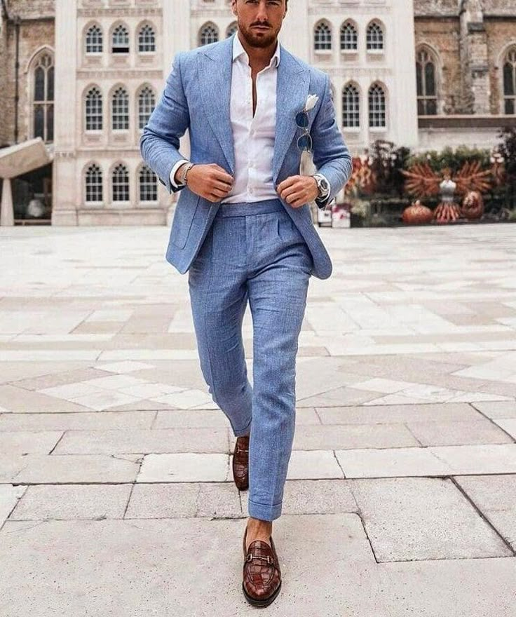 Men Linen Suits, Blue Prom Suit, Linen Suit Men, Mens Linen Suit, Blue Mens Suit, Blue Linen Suit, Sky Blue Suit, Linen Suits For Men, Beach Wedding Suits