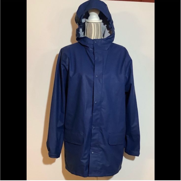 Never Worn. Navy Zip Or Snap Front Hooded Raincoat By Lands End. Size 6x-7. New Without Tags. Solid Color Parka With Adjustable Hood For Rainy Weather, Winter Outerwear For Rainy Weather, Casual Hooded Winter Raincoat, Solid Color Hooded Weatherproof Outerwear, Winter Parka With Storm Flap For Rainy Weather, Hooded Parka For Rainy Weather With Double-lined Hood, Rainy Season Hooded Parka With Adjustable Hood, Hooded Parka With Adjustable Hood For Rainy Season, Rainy Season Hooded Parka With Drawstring Hood