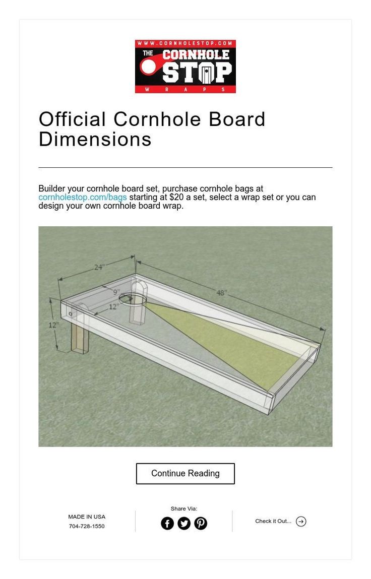 the official cornhole board is shown in this page, with instructions on how to build it