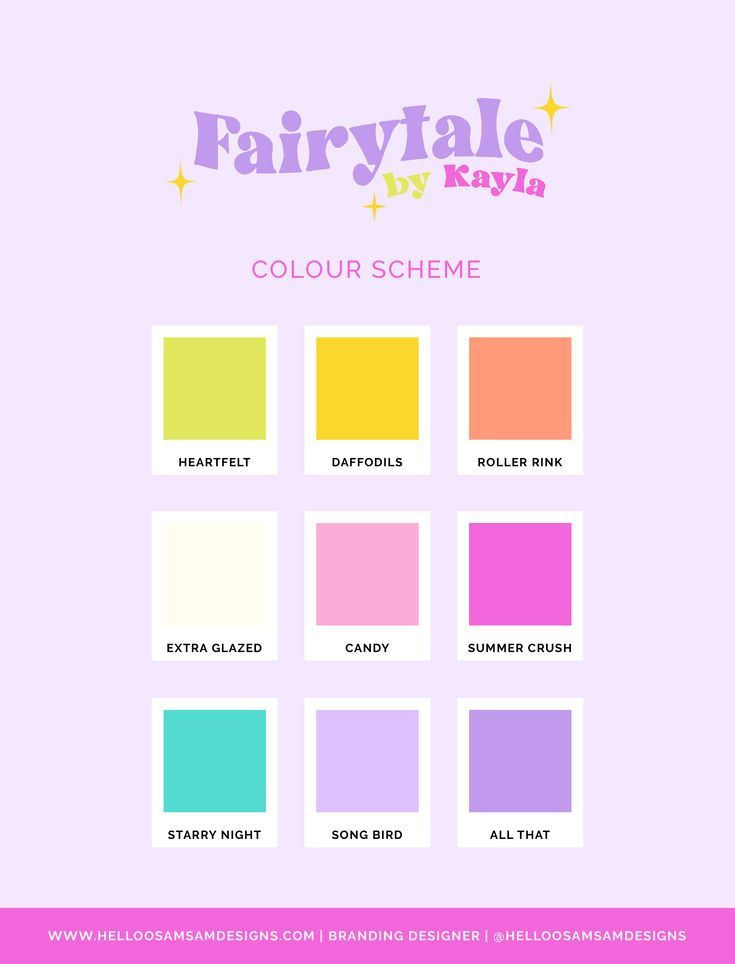 the color scheme for fairy tale by kayla is shown in pink, yellow and green