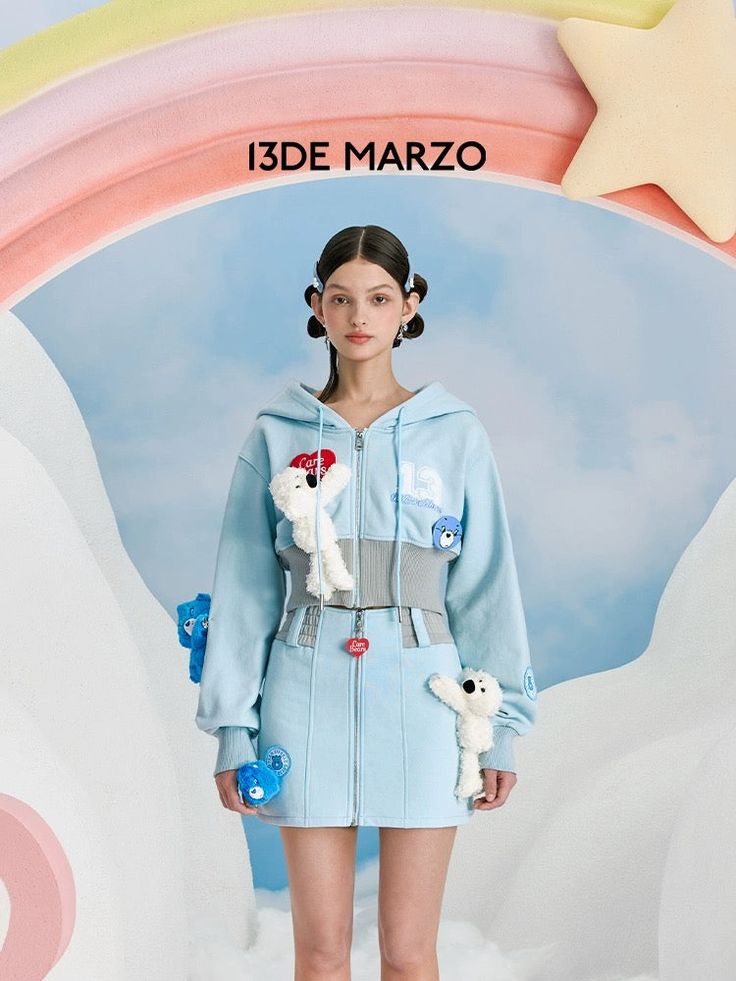 13DE MARZO x CARE BEARS Short Rib Waist Zip Hoodie Dream Blue Size Chart ( in CM ) Chest Shoulder Length S 107 50 39.5 M 111 51.4 40.7 L 115 53.5 41.9 Care Bears Dress, Blue Harajuku Sweatshirt For Winter, Blue Harajuku Style Long Sleeve Sweatshirt, Blue Long Sleeve Harajuku Sweatshirt, Blue Harajuku Cotton Sweatshirt, Blue Cotton Harajuku Sweatshirt, Blue Sweatshirt With Pockets For Spring, Checker Outfit, Care Bear Dress