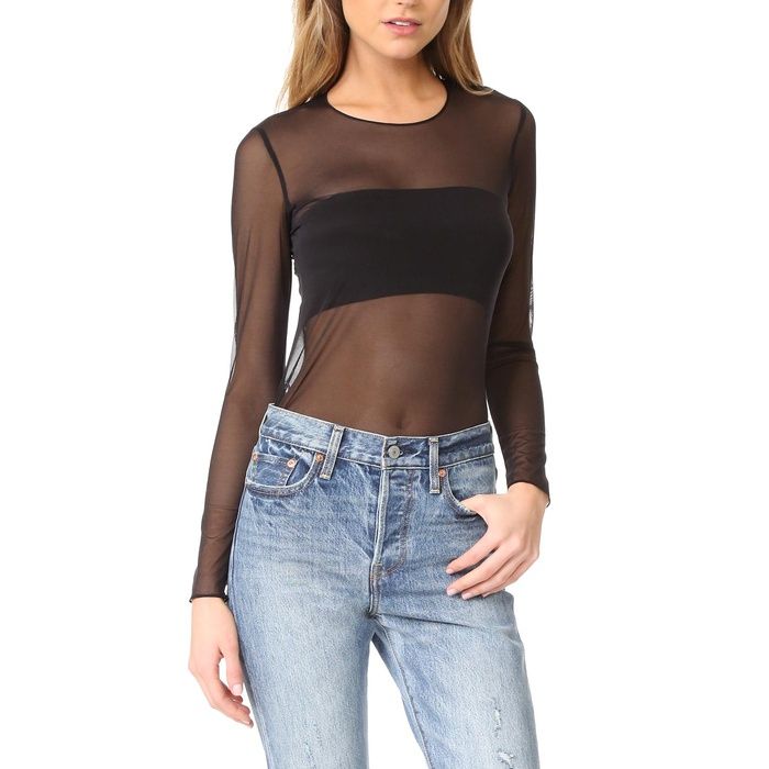 10 Best Sheer Layering Tops - #8 Commando Chic Mesh Long Sleeve Top #rankandstyle Sheer Top Outfit, Mesh Top Outfit, Beautiful Angels, Mesh Long Sleeve Top, Stylish Celebrities, Trending Fashion Outfits, Layered Tops, Night Out Dress, Mesh Long Sleeve