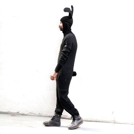 I NEED THIS!!!! BLACK BUNNY COSTUME Adult Jumpsuit for Men and Women by BlamoToys Black Bunny Costume, Jumpsuit For Men, Holiday Jumpsuit, Unique Rabbit, Bunny Onesie, Black Onesie, Bunny Man, Black Bunny, Unisex Onesies