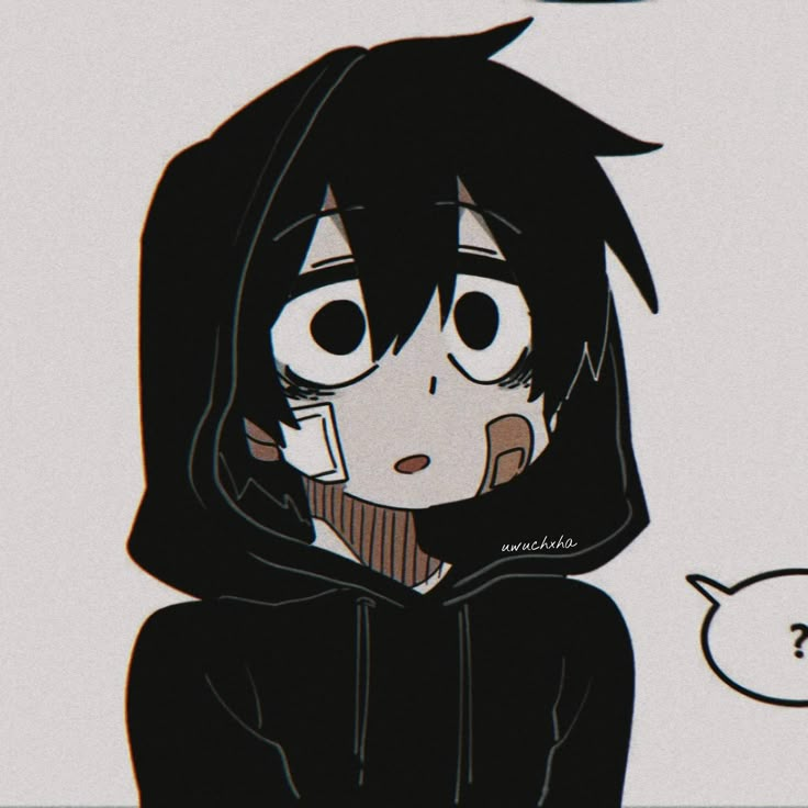 an anime character with black hair wearing a hoodie and holding a cell phone to her ear