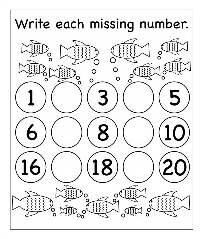 Fill In Missing Numbers Worksheets