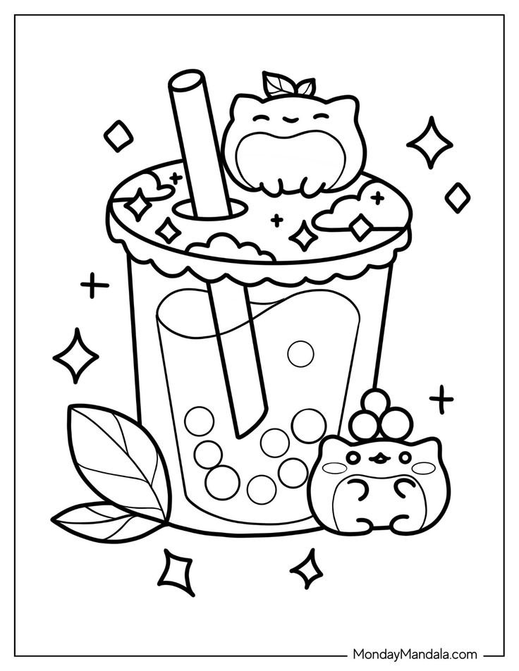 20 Boba Tea Coloring Pages (Free PDF Printables) in 2024 | Bear ...