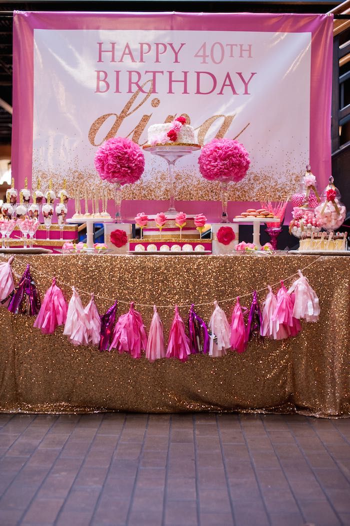 Glamorous Pink + Gold 40th Birthday Party | 40th birthday parties ...