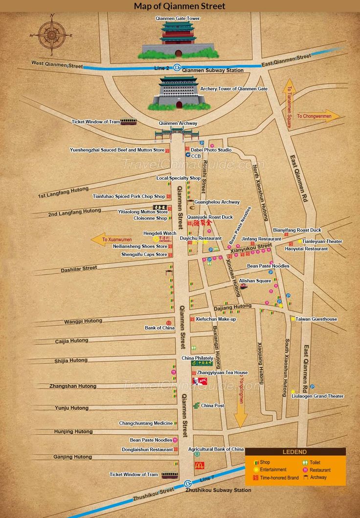 a map of the major tourist attractions in china, including pagodas and other buildings