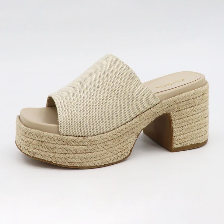 Add A Touch Of Boho Chic To Your Vacation Wardrobe With Our Beach Platform Espadrille Mules Sandals. The Cream Color Will Match Any Outfit, And The Platform Design Provides Extra Support And Height. Perfect For Strolling Around The Resort Or Exploring The Beach. Runs Half A Size Big *Example: If You’re A Size 8.5 Order A Size 8* Beige Slip-on Heels For Summer, Beige Straw High Heels, Beach Fabric Platform Heels, Beige Fabric Open Toe Sandals, Beige Fabric Sandals For Vacation, Beige Block Heel Wedge Sandals For Spring, Beige Fabric Sandals For Summer, Beige High Heel Fabric Sandals, Fabric Wedge Sandals For Summer