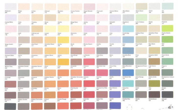 a color chart with different shades of paint