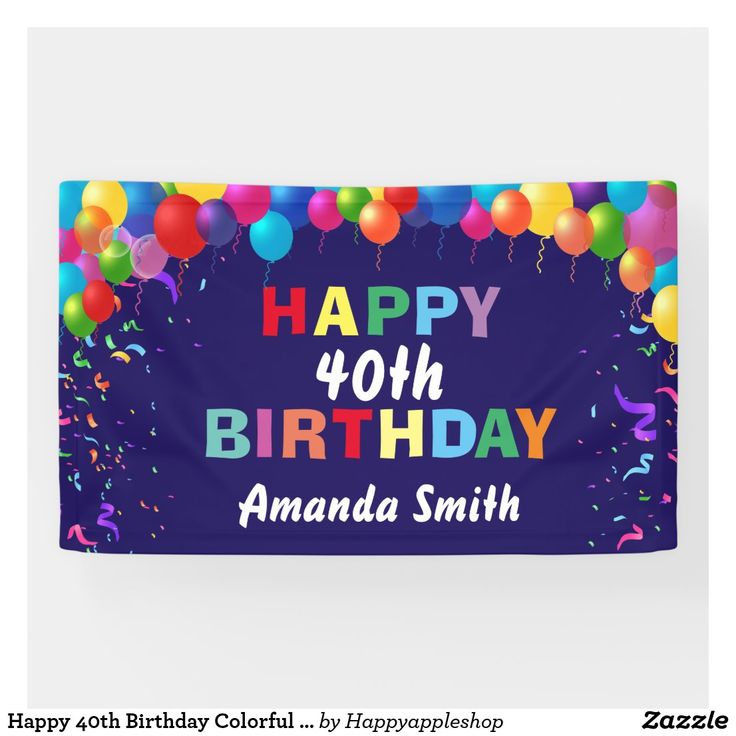 a birthday banner with balloons and confetti for amanda smith's 13th birthday