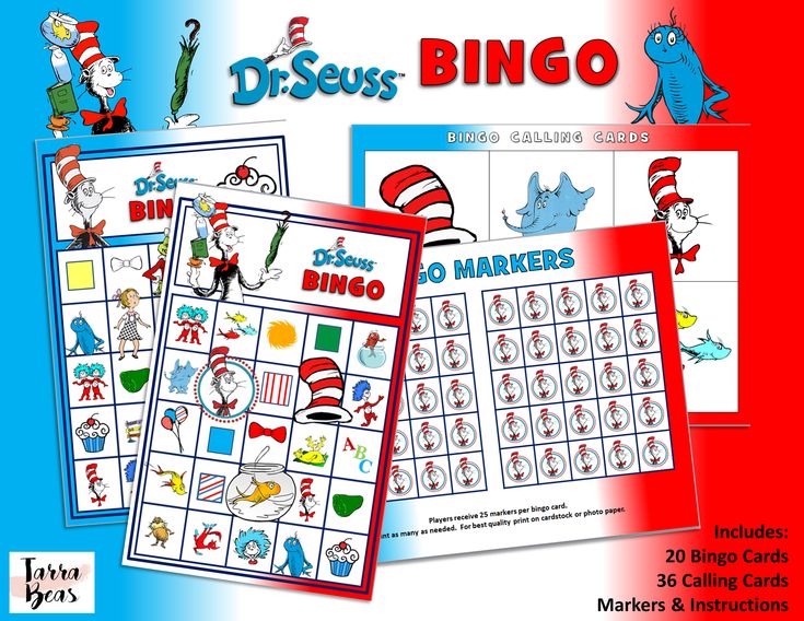 Dr. Seuss Bingo Printable Party Game Etsy in 2020