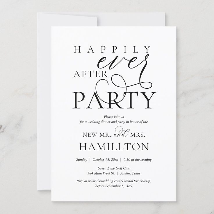 Happily Ever After Post Wedding Dinner and Party Invitation | Zazzle ...