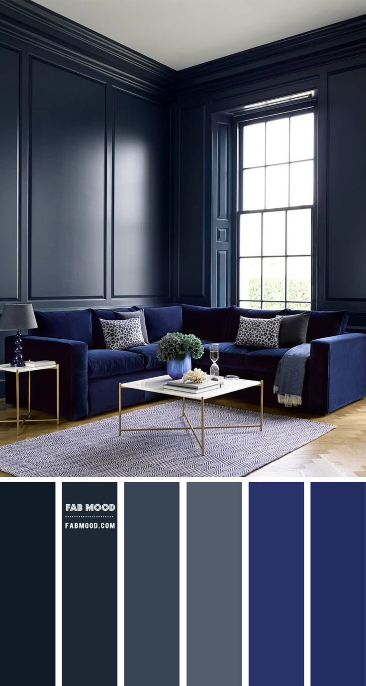 Dark Grey and Prussian Blue Living Room { Moody Living Room ...