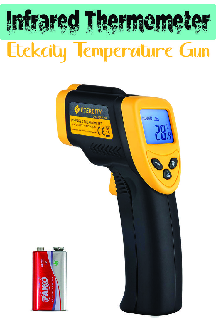 an infrared thermometer is shown next to a battery