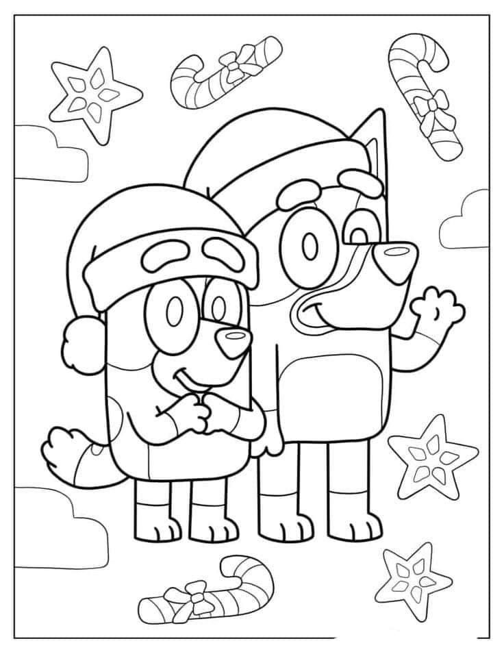 two cartoon characters are standing next to each other, one is wearing a santa hat and the other is holding a candy cane