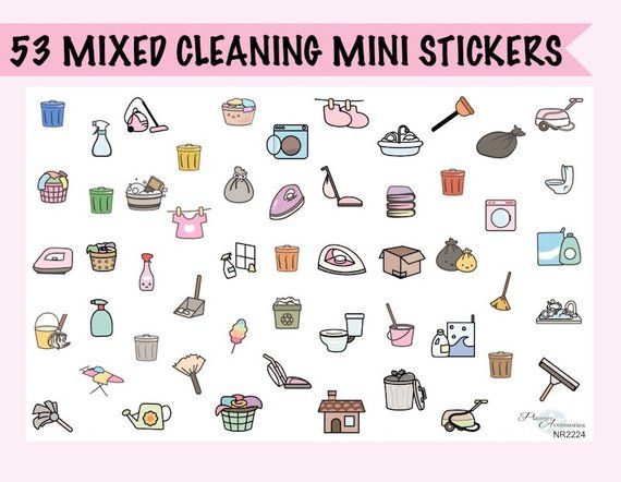 Mixed Cleaning Sticker Sheet Clear Icon Sticker Reminder | Etsy ...