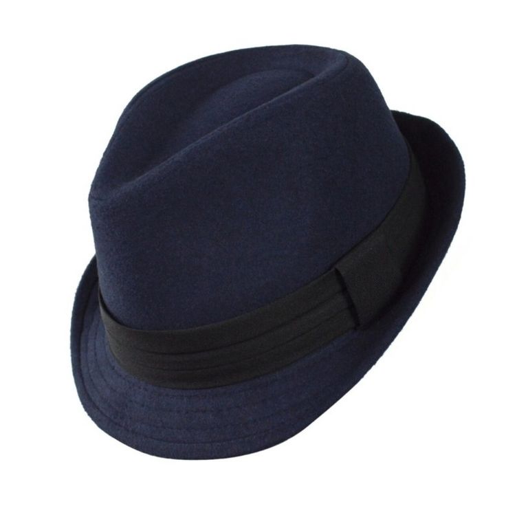 Material: 35% Cotton And 65% Polyester Machine Wash. Fall/Winter. Casual Fitted Winter Hat Band, Casual Blue Brimmed Cloche Hat, Classic Blue Winter Hat, Casual Blue Cloche Hat With Short Brim, Fitted Fedora Hat For Winter, Casual Blue Wide Brim Cloche Hat, Fitted Fedora For Winter, Navy Curved Brim Hat For Winter, Fitted Blue Felt Hat For Winter