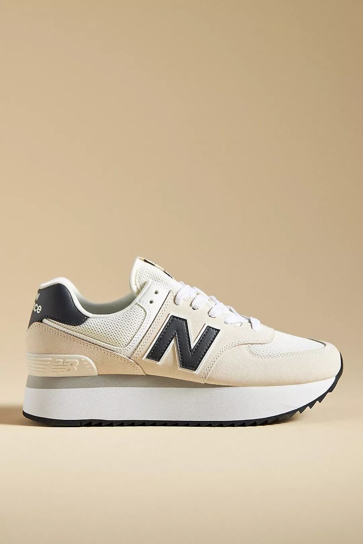 New Balance 574+ Sneakers | Anthropologie Workwear Sneakers, Styling New Balance, New Balance 574 Sneakers, Cute Backpacks For School, Everyday Shoe, Aesthetic 2024, Preppy Shoes, New Balance 327, Workout Fits