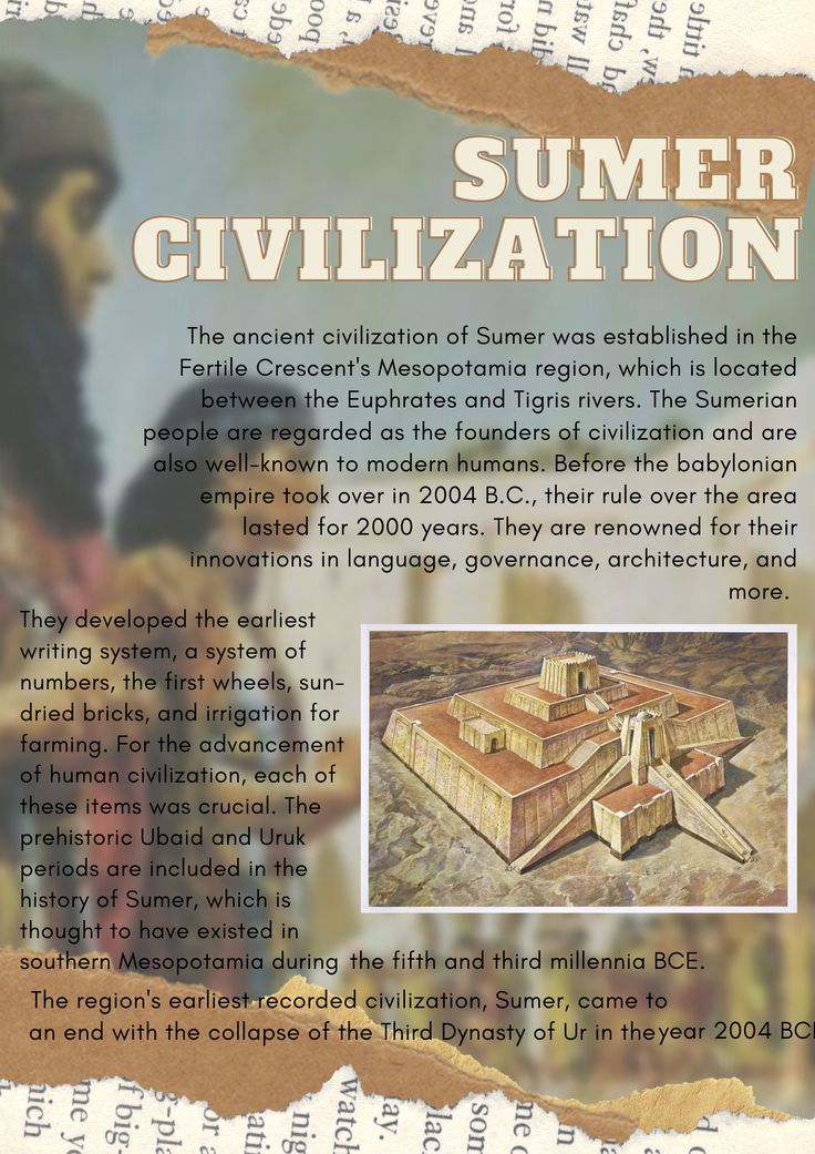 an image of a poster with information about the ancient civilization of sumer civilization