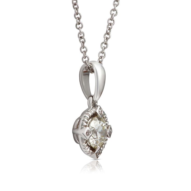 Ben Bridge Signature Diamond Collection  Each diamond is crafted with extra facets and superior proportions to maximize brilliance.
A Ben Bridge Signature Diamond is held inside a milgrain detailed setting for a sweet addition to any outfit. Chain is 18 inches long with a sizing loop at 16 inches for shorter wear. Pendant is approximately 8 x 15mm. Diamond White Baguette Cut Diamond Necklace For Formal Occasions, Refined White Gold Solitaire Diamond Necklace, Formal Baguette Cut Diamond White Diamond Necklace, Formal Baguette Cut Diamond White Necklace, Timeless Silver Marquise Diamond Necklace, Luxury Diamond Necklace With Marquise Cut, Refined White Gold Diamond Necklace With Round Cut, White Gold Marquise Platinum Necklace, Fine Jewelry Marquise Diamond Necklace With Single Cut Diamonds