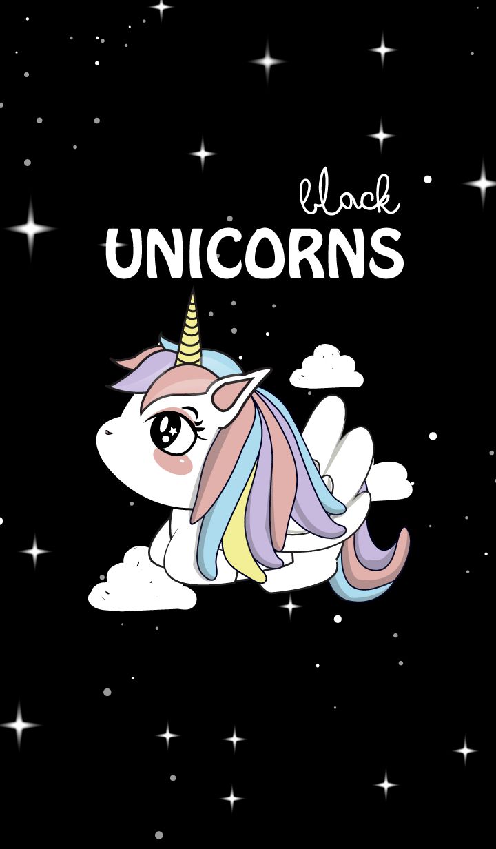 an unicorn flying through the air with stars in the background and text that reads i love unicorns