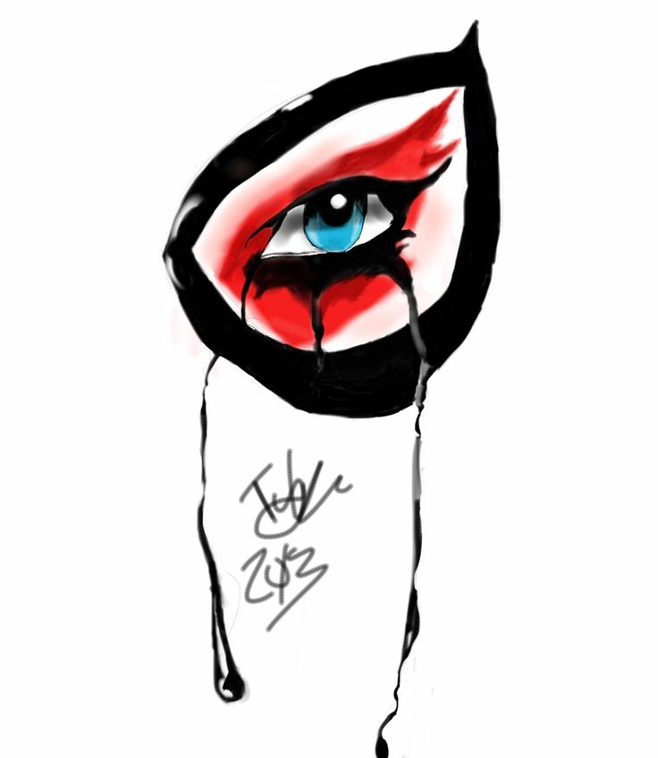 an artistic drawing of a woman's face with blue eyes and red lipstick on it