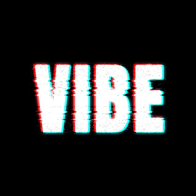 the words vibe are displayed in red and blue