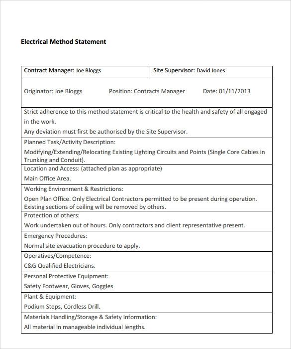 14+ Method Statement Templates | Download Free Formats in Word & PDF ...