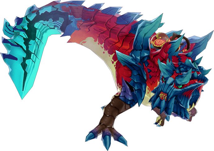 an image of a monster like creature with blue and red colors