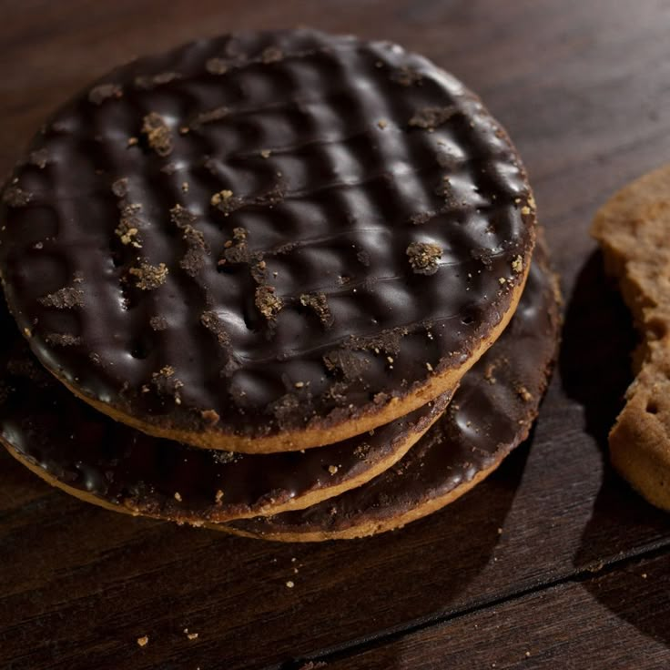 three cookies are stacked on top of each other