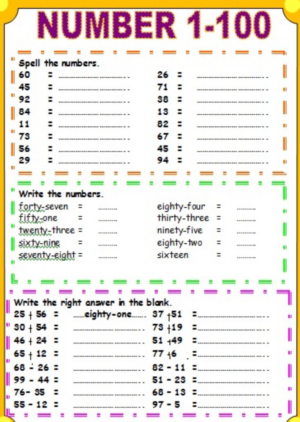 Numbers In English 1 To 100 Pdf