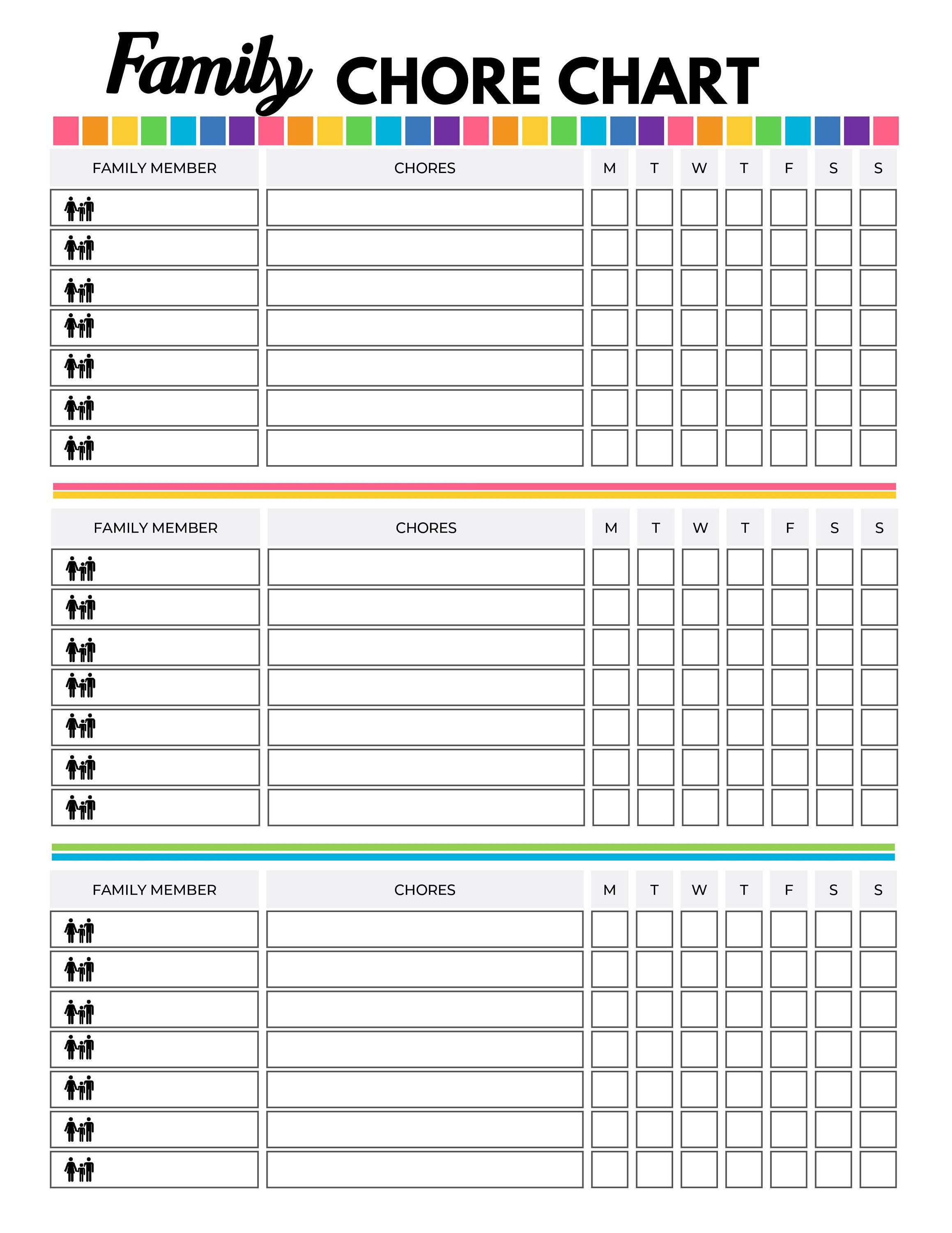 Free Family Chore Chart Printables - Free Printable Templates