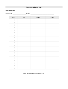 Child Growth Chart Printable Medical Form, free to download and print ...