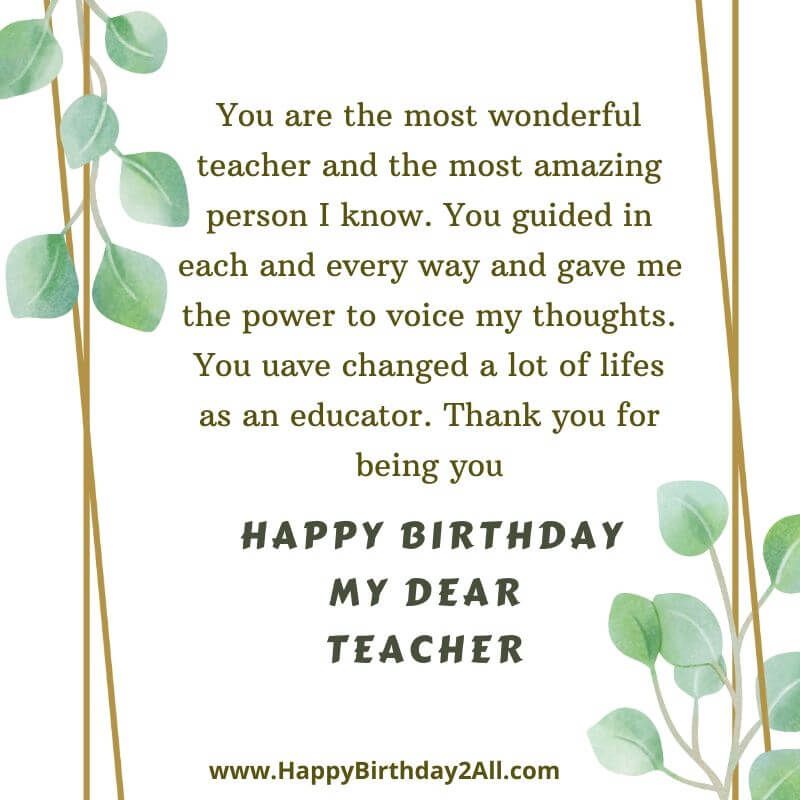 Happy Birthday My Dear Teacher | Wishes for teacher, Birthday wishes for  teacher, Birthday quotes for teacher