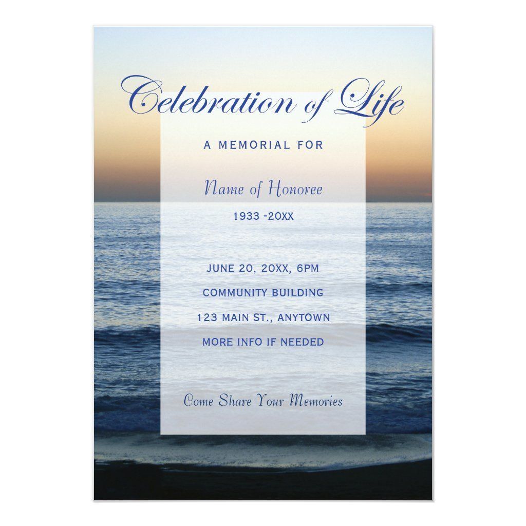 Invitations To Celebration Of Life