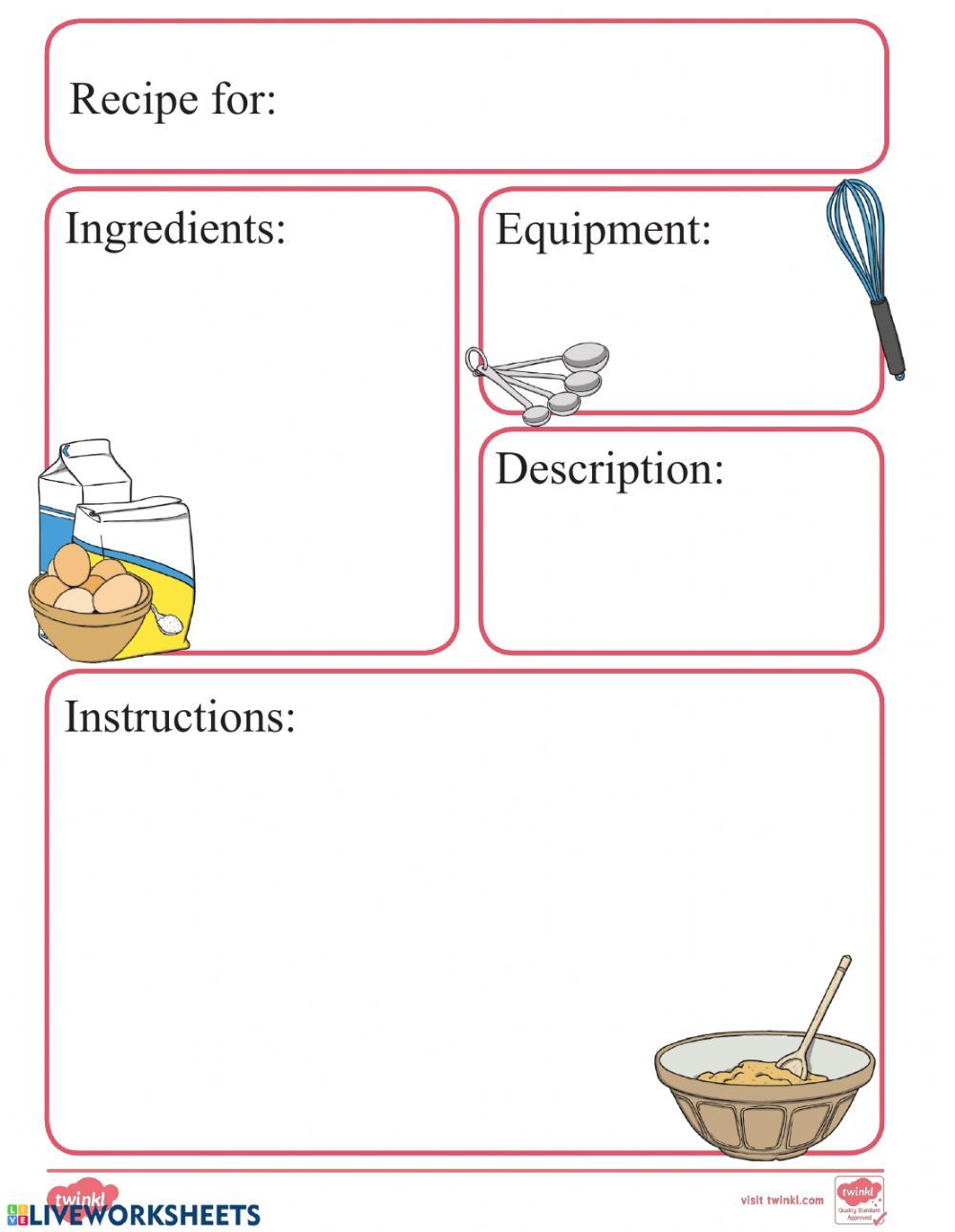 Following A Recipe Worksheet For Kids