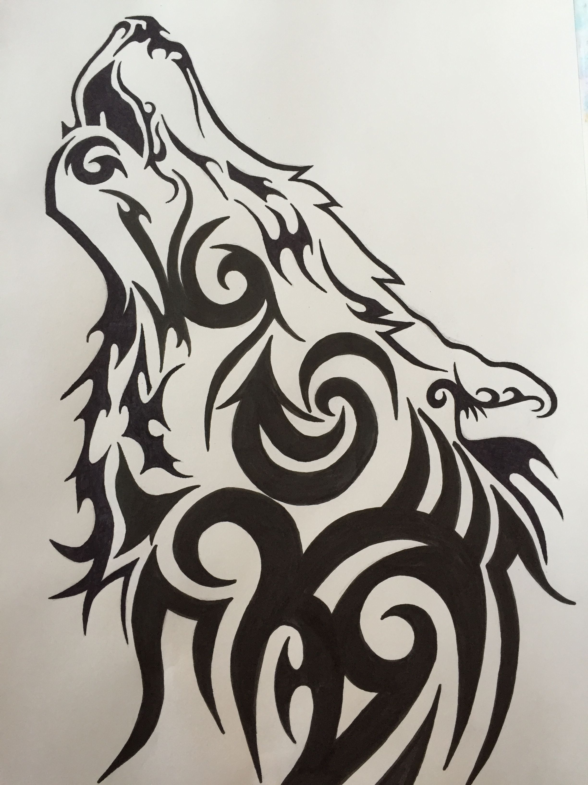 #wolf #tribal Tribal Drawings, Tribal Wolf Tattoo, Tribal Sleeve ...