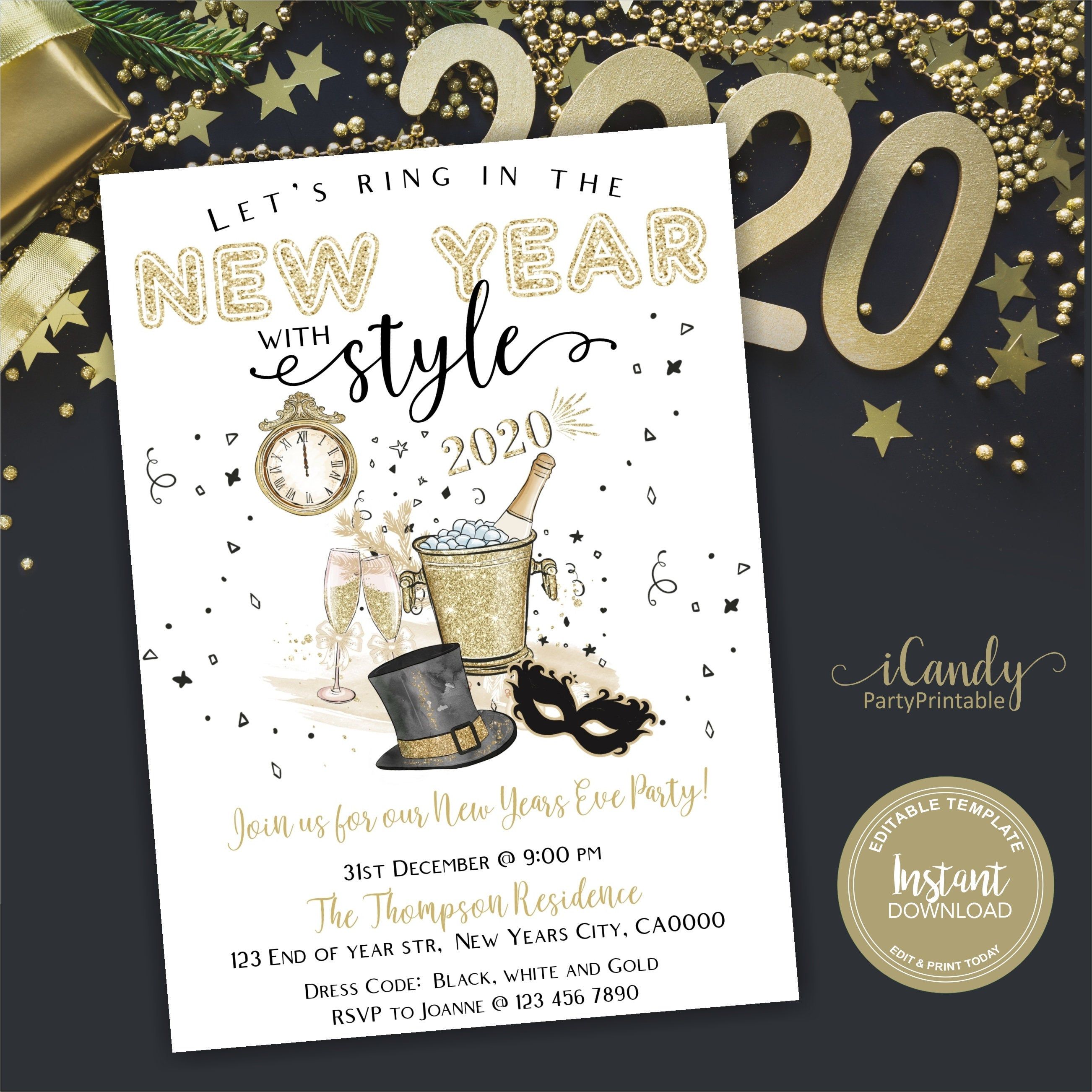 Free New Years Eve Invite Template - Printable Word Searches