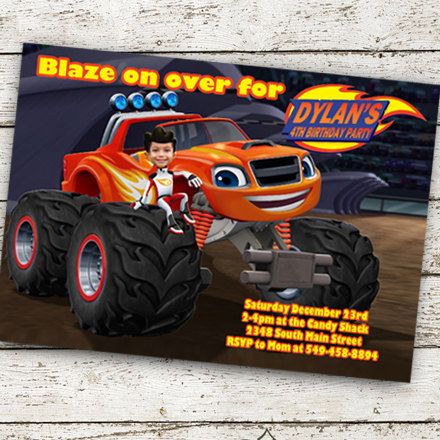 Blaze monster machines custom photo Invitation by GootchieGoo | Photo ...