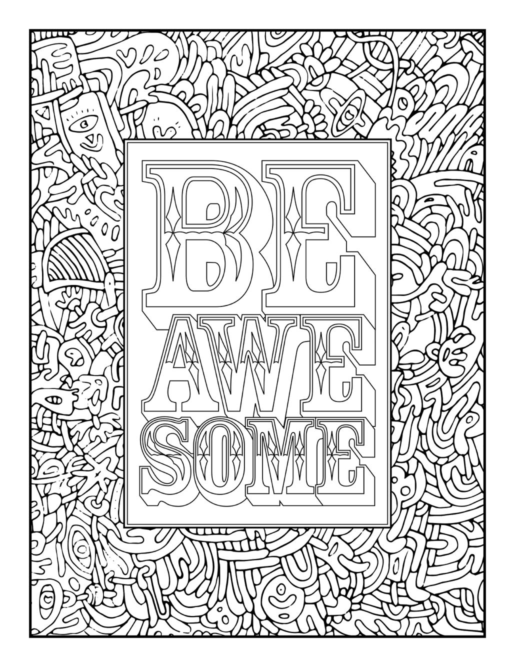 Printable Coloring Pages With Words Word Coloring Pages Doodle Art | My ...