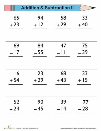 Add and Subtract | Interactive Worksheet | Education.com | Math ...