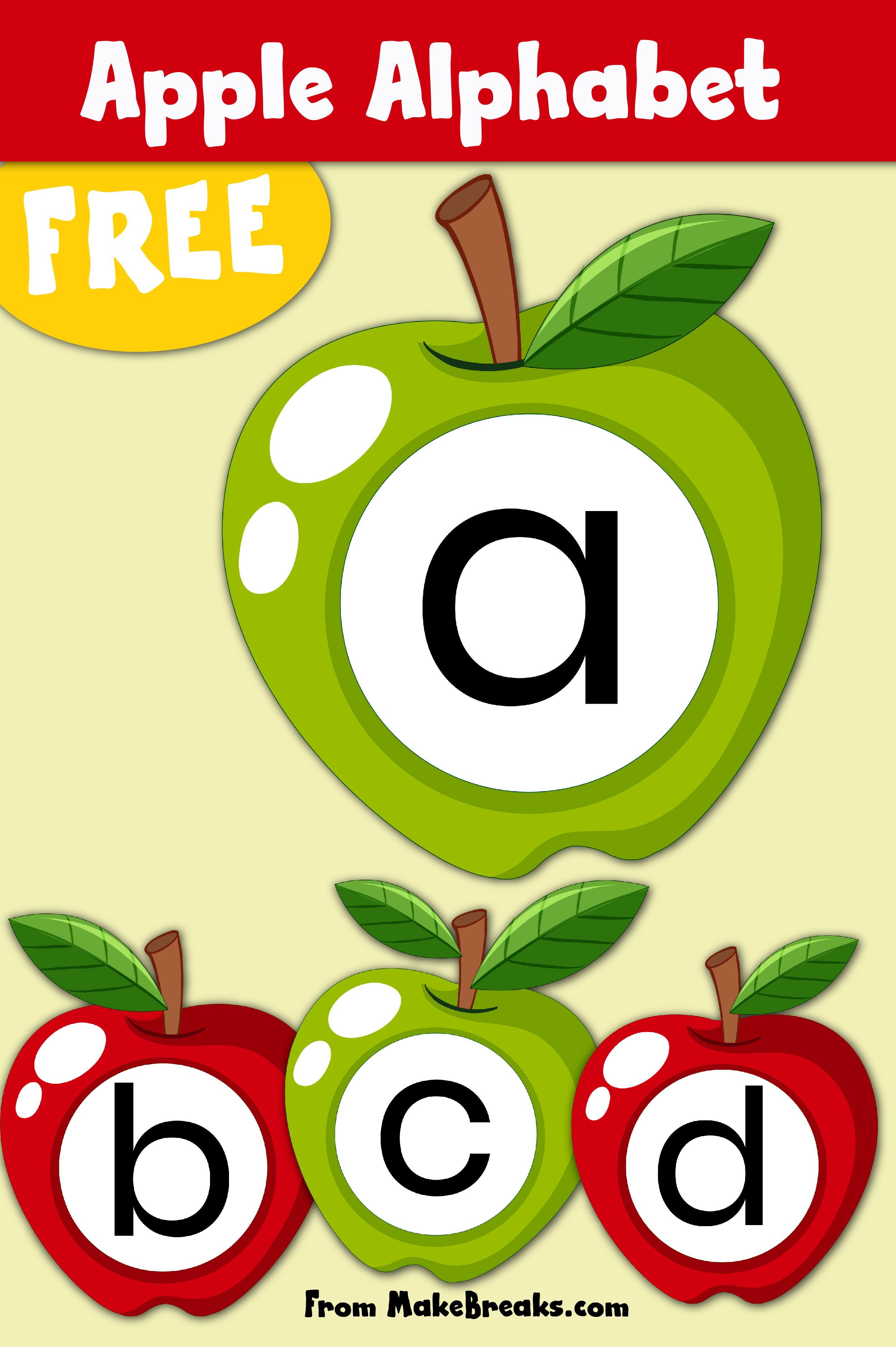 Free Printable Apple Alphabet - Make Breaks | Apple alphabet, Apple ...