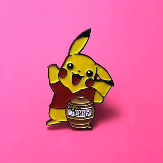 Pikachu Pooh Bear Enamel Heady Festival Hat and Lapel Pin Badge