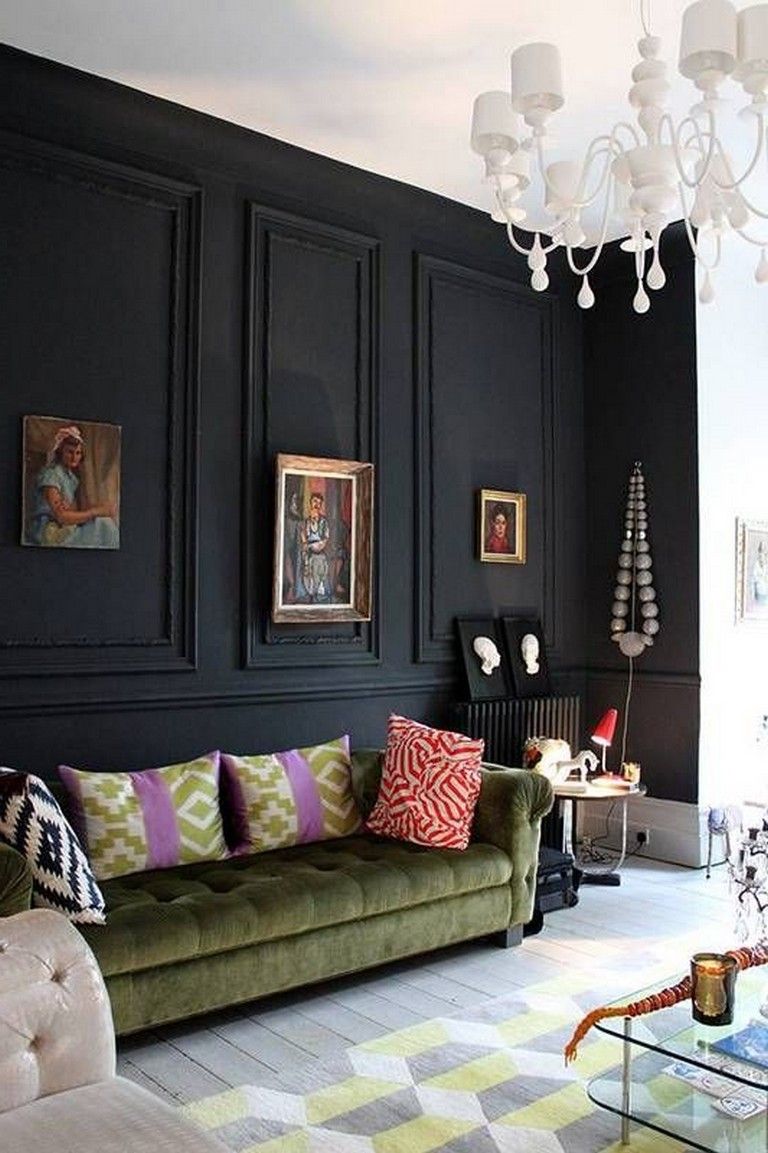 25 Lovely Living Room Decor Ideas With Black Walls Living room