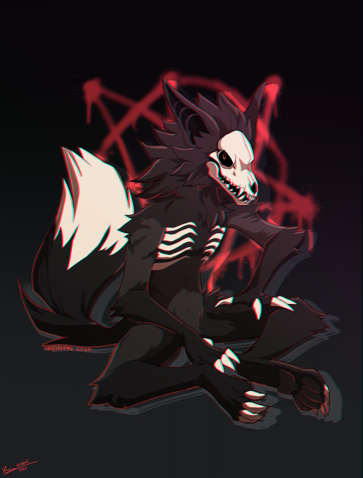 Dark Skull Wolf | Furry art, Furry drawing, Anthro furry