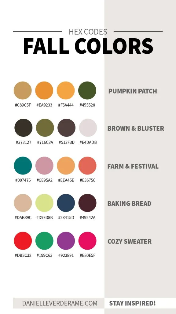 the color guide for fall colors